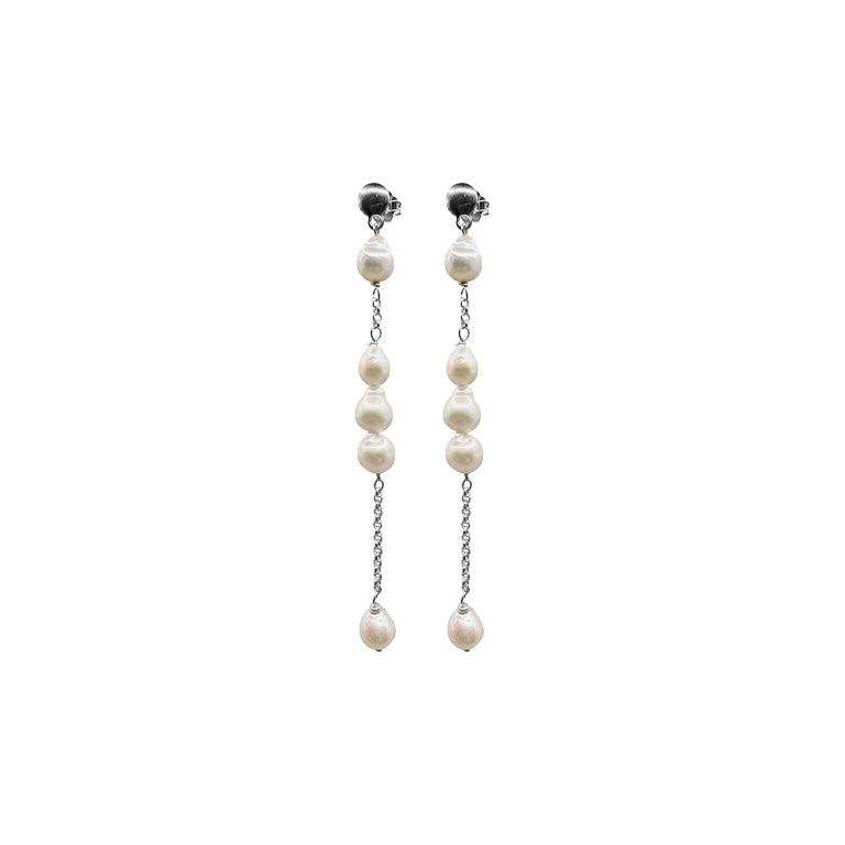 Ohrstecker FLORENCE mit Perlen Lang Silber 925