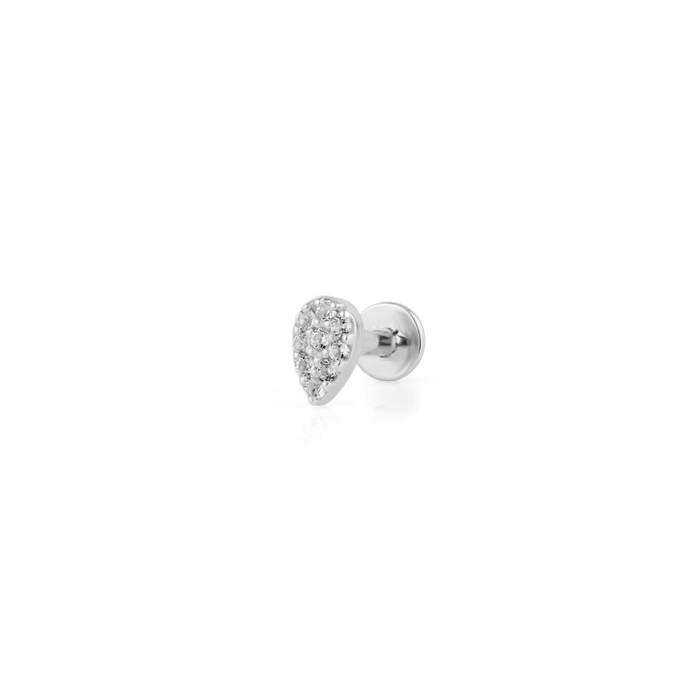 Piercing PEAR Topas mit flatback Silber