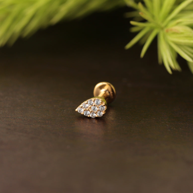 Piercing PEAR Topas mit flatback Silber