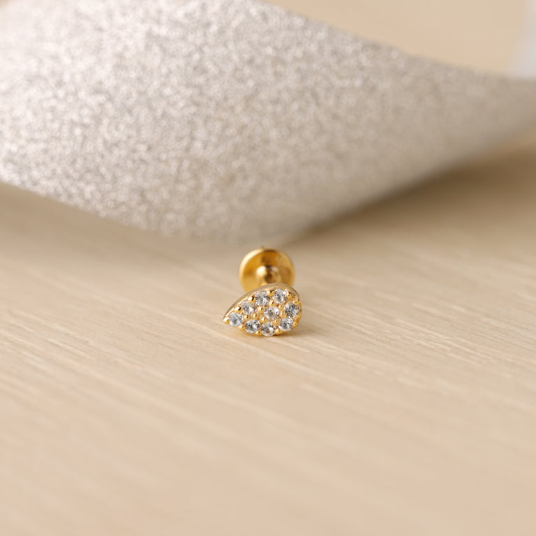 Piercing PEAR Topas mit flatback Silber