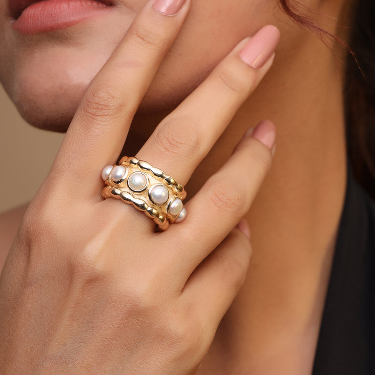 Ring JANAJA mit Perlen 16mm