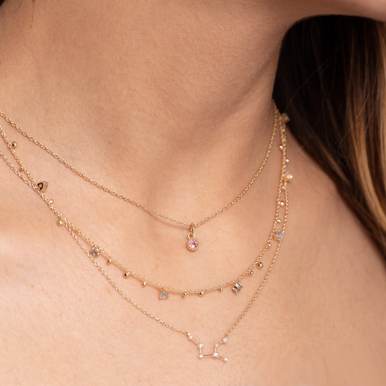 Sternzeichen Halskette JUNGFRAU VIRGO Silber und Gold mit Diamanten EXPRESS
