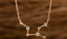 Sternzeichen Halskette JUNGFRAU VIRGO Silber und Gold mit Diamanten EXPRESS