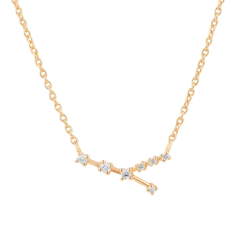 Sternzeichen Halskette KREBS CANCER Silber und Gold mit Diamanten