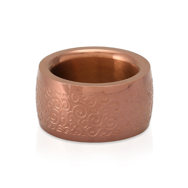 Edelstahl Ring braun 14mm mit Muster