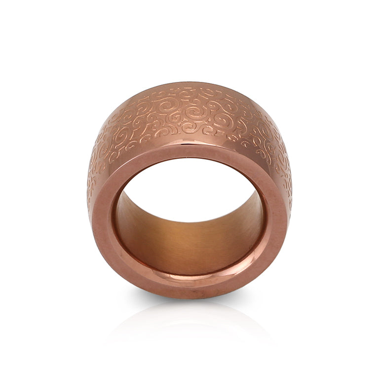 Edelstahl Ring braun 14mm mit Muster