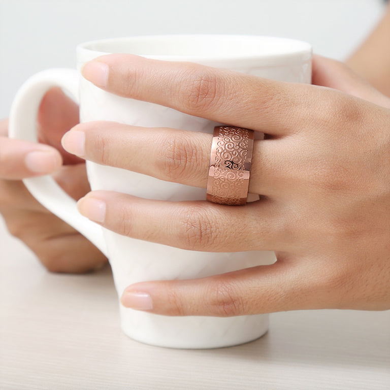 Edelstahl Ring braun 14mm mit Muster