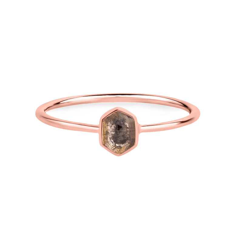 Ring OCTAGON Salt &Pepper Gold