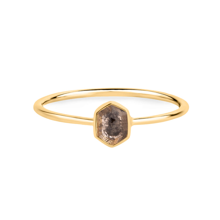 Ring OCTAGON Salt &Pepper Gold