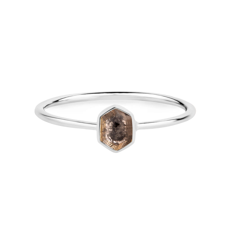 Ring OCTAGON Salt &Pepper Gold