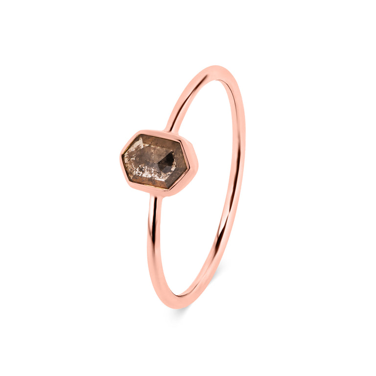 Ring OCTAGON Salt &Pepper Gold