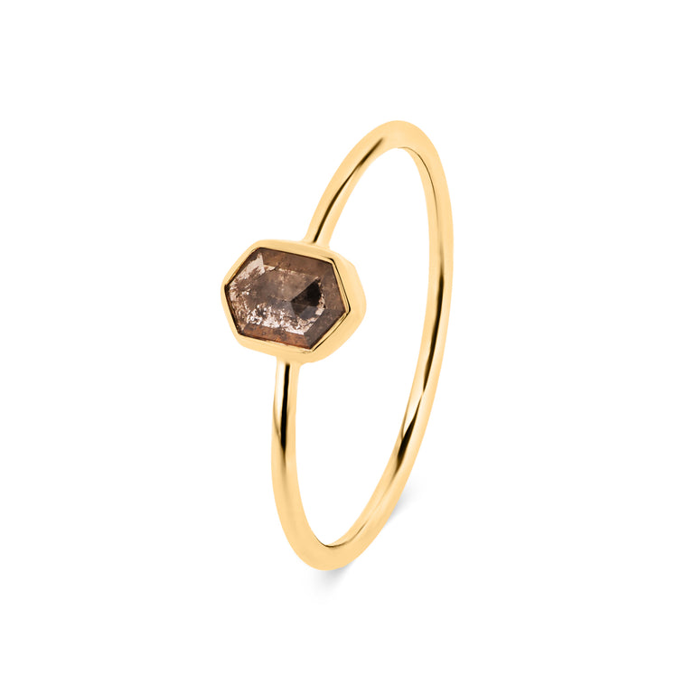 Ring OCTAGON Salt &Pepper Gold