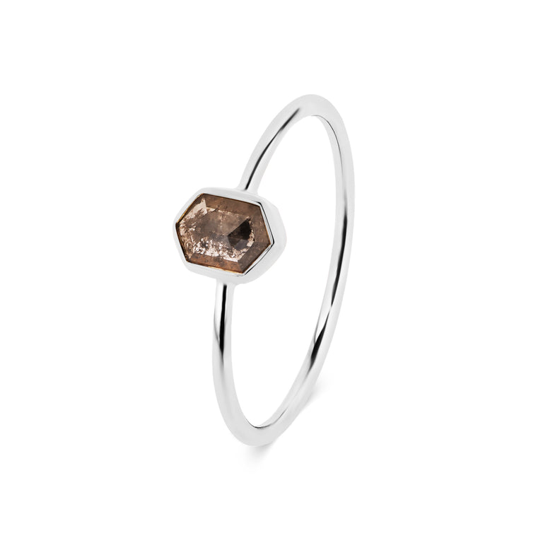Ring OCTAGON Salt &Pepper Gold