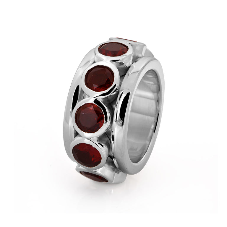 Ring MALLORY Granat Silber