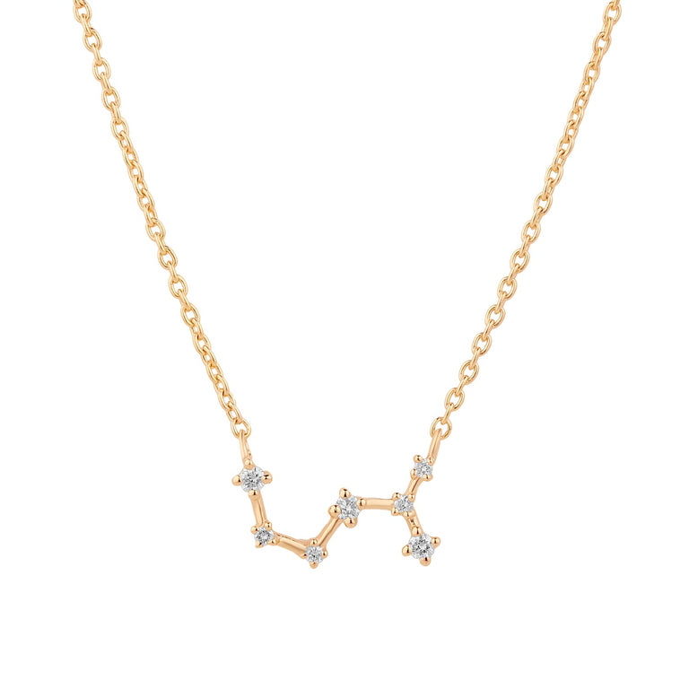Sternzeichen Halskette SKORPION SCORPIO Silber und Gold mit Diamanten EXPRESS