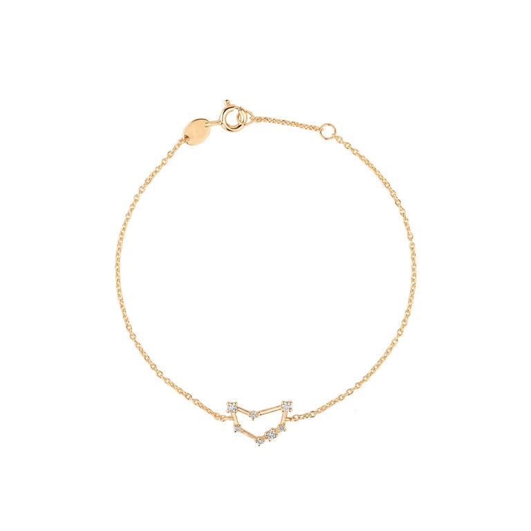 Sternzeichen Armband STEINBOCK CAPRICORN Silber und Gold mit Diamanten