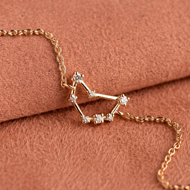 Sternzeichen Armband STEINBOCK CAPRICORN Silber und Gold mit Diamanten