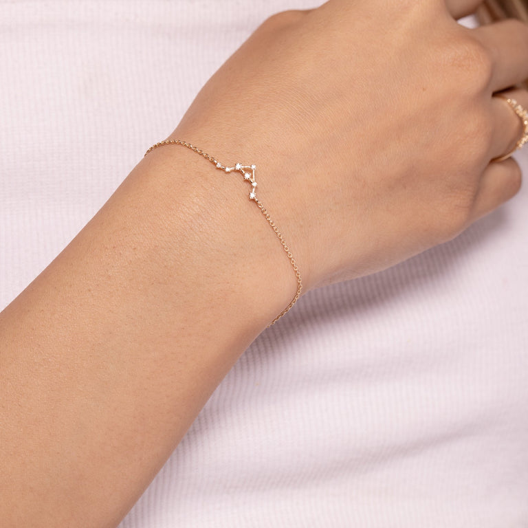 Sternzeichen Armband WAAGE LIBRA Silber mit Diamanten