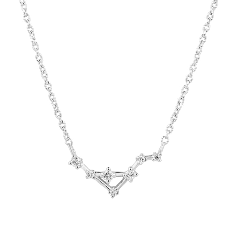 Sternzeichen Halskette WAAGE LIBRA Silber und Gold mit Diamanten EXPRESS