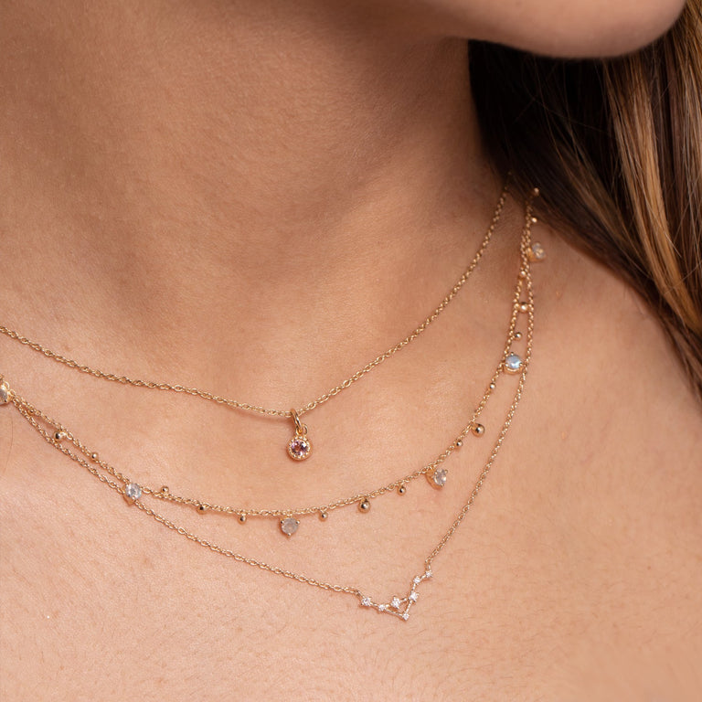 Sternzeichen Halskette WAAGE LIBRA Silber und Gold mit Diamanten EXPRESS