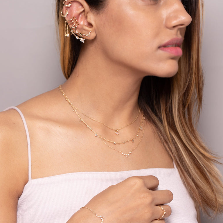 Sternzeichen Halskette WAAGE LIBRA Silber und Gold mit Diamanten EXPRESS