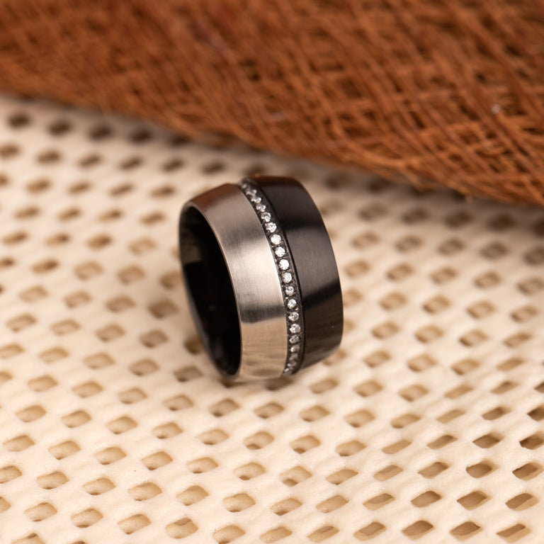 Edelstahl Ring bicolor schwarz-stahl 12mm