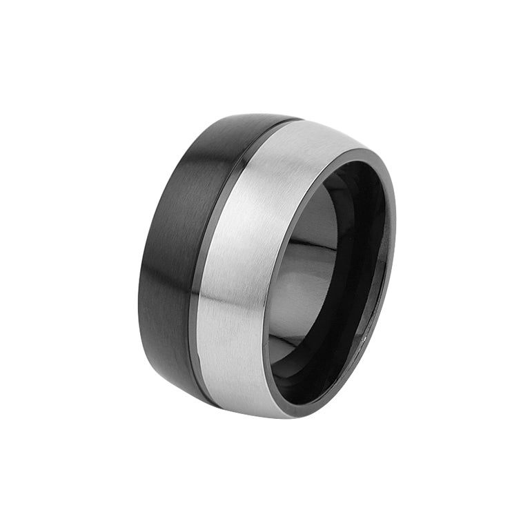 Edelstahl Ring bicolor schwarz/stahl 12 mm