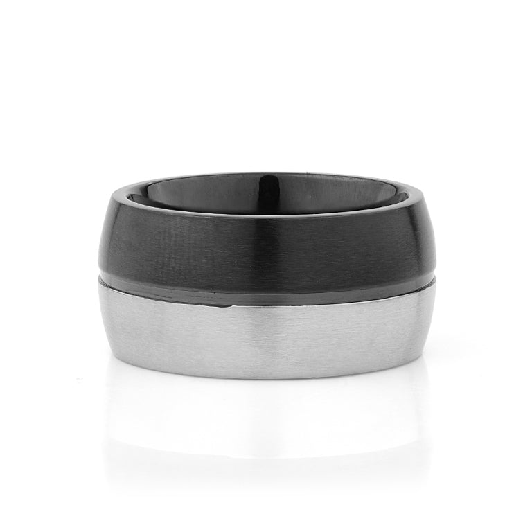 Edelstahl Ring bicolor schwarz/stahl 12 mm