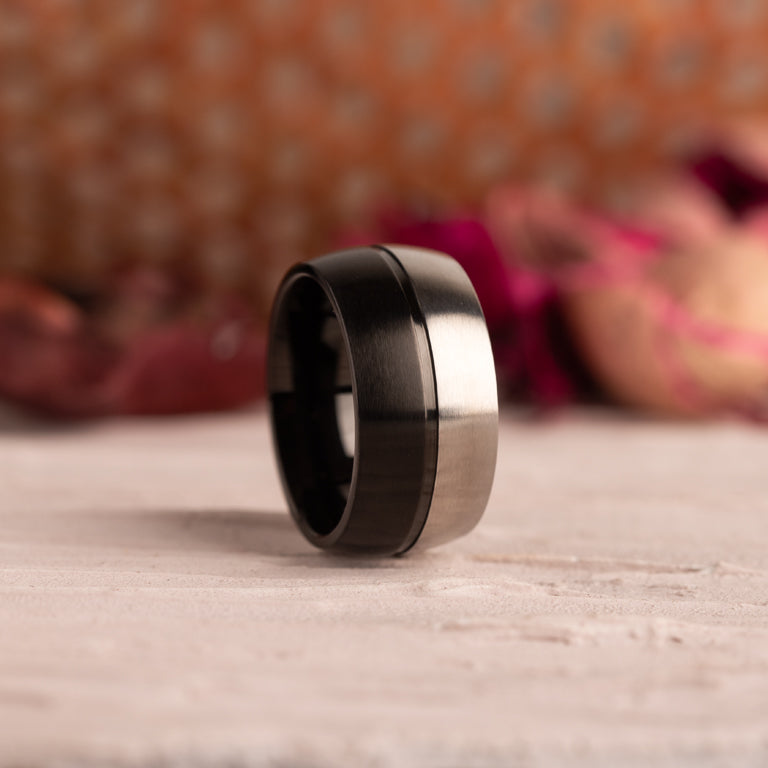 Edelstahl Ring bicolor schwarz/stahl 12 mm
