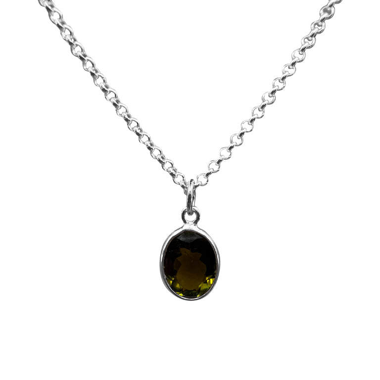 Anhänger MARLEN  mit Turmalin dunkelgrün  6X8 mm Silber