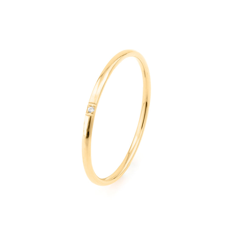Edelstahl Ring gelb 1mm mit 1 Zirkonia