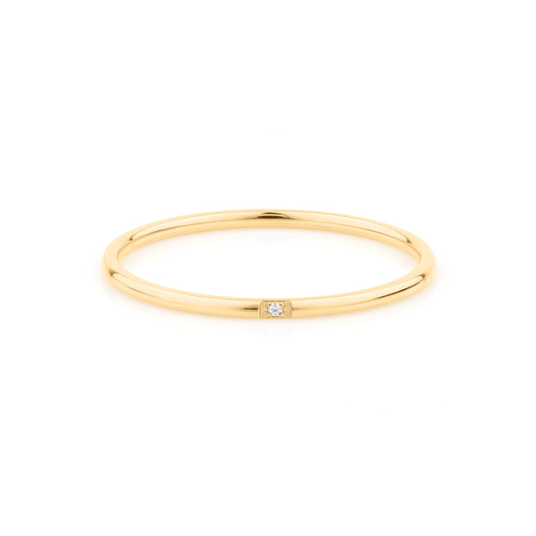 Edelstahl Ring gelb 1mm mit 1 Zirkonia