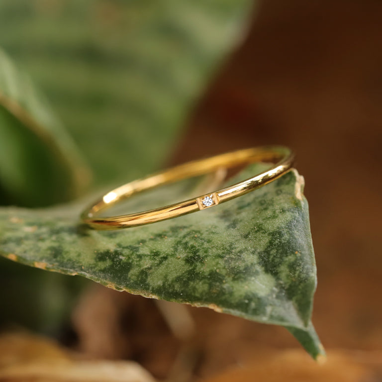 Edelstahl Ring gelb 1mm mit 1 Zirkonia