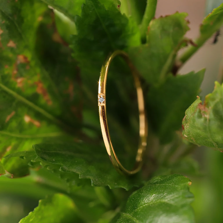 Edelstahl Ring gelb 1mm mit 1 Zirkonia