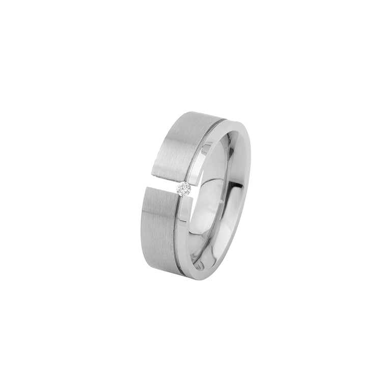 Edelstahl Ring 7mm mit Zirkonia
