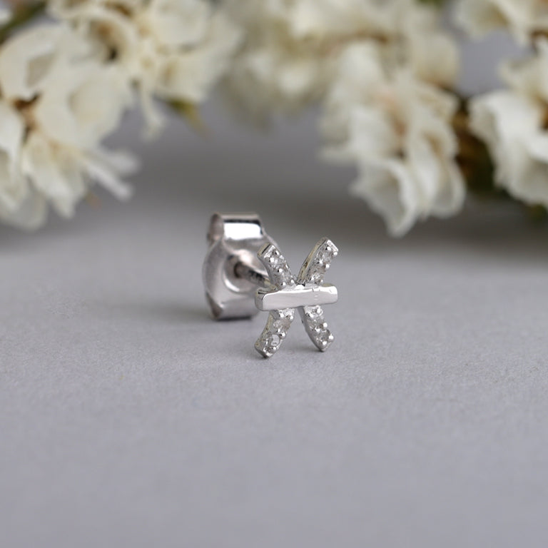 Sternzeichen Ohrstecker FISCHE PISCES mit Diamanten