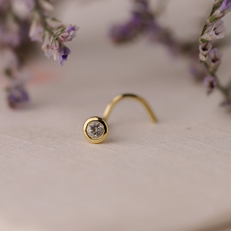 Nasen Piercing COLLET mit 2mm Diamamt und Topas