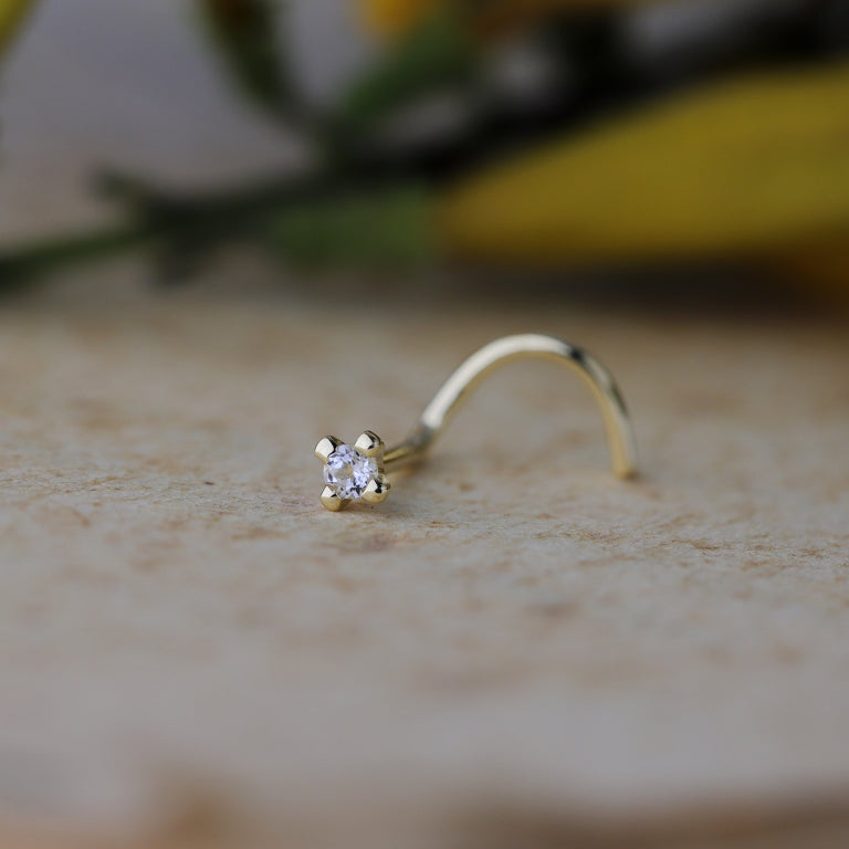 Nasen Piercing DIANA mit 1.5 mm Diamant und Topas