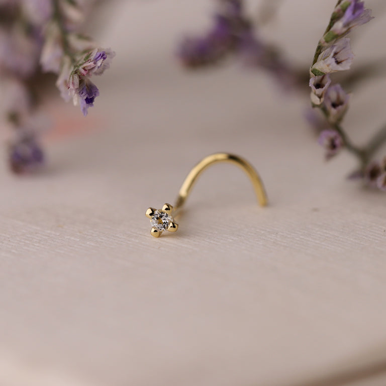 Nasen Piercing DIANA mit 1.5 mm Diamant und Topas