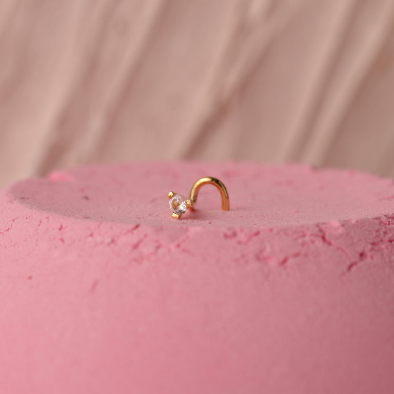 Nasenpiercing mit Topas und Diamant 2mm
