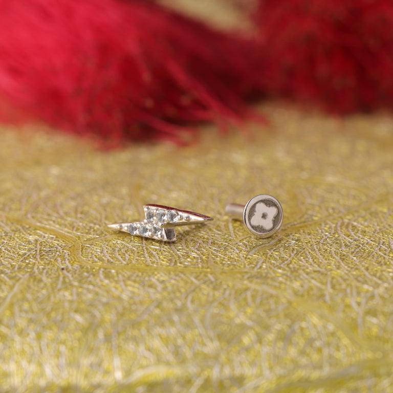 Piercing BLITZ mit Topasen Silber