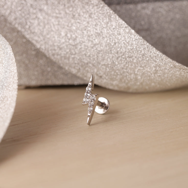 Piercing BLITZ mit Topasen Silber