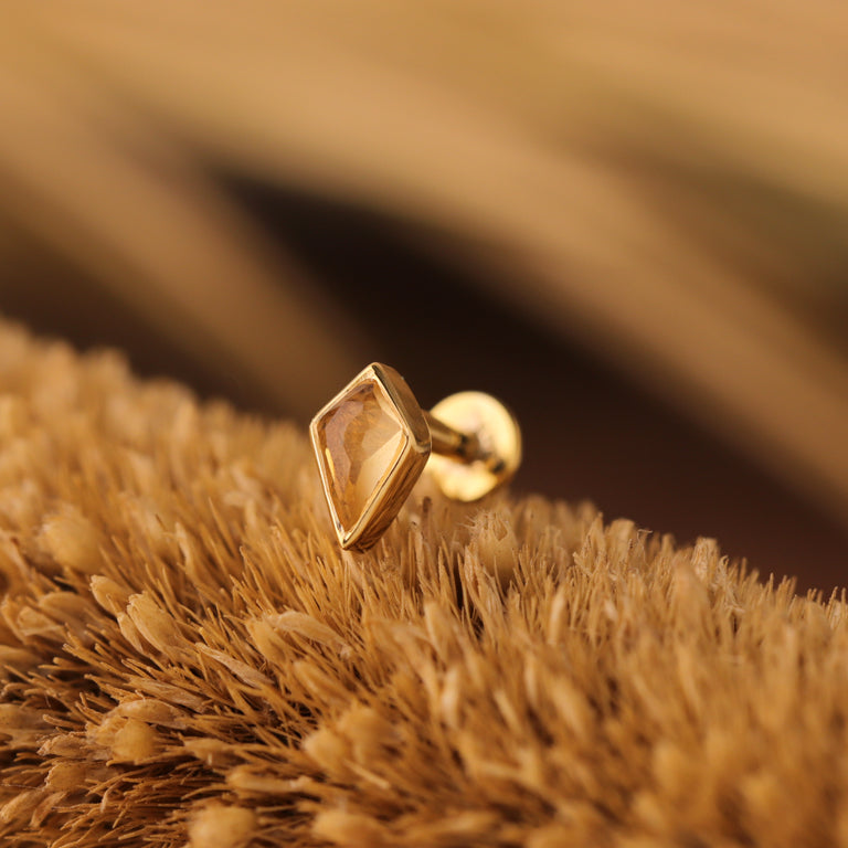 Piercing KITE  3X5 mm CITRIN Drachenform