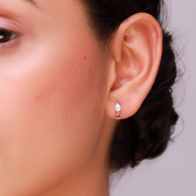 Piercing DELPHI mit Mondstein und Turmalin