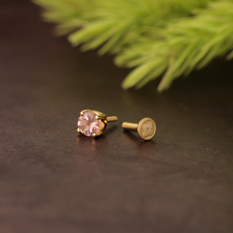 Piercing DIANA 3mm Rosaturmalin Silber