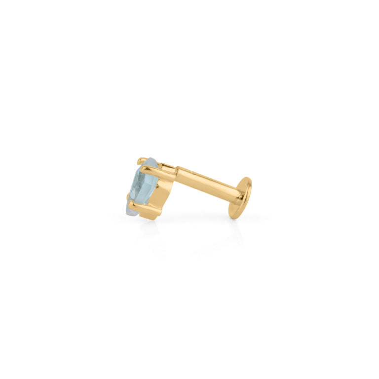 Piercing KITE Krapfenfassung  3X5 mm BLAUTOPAS Silber