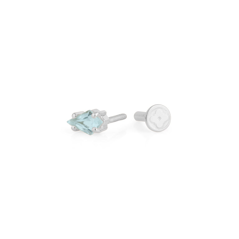 Piercing KITE Krapfenfassung  3X5 mm BLAUTOPAS Silber