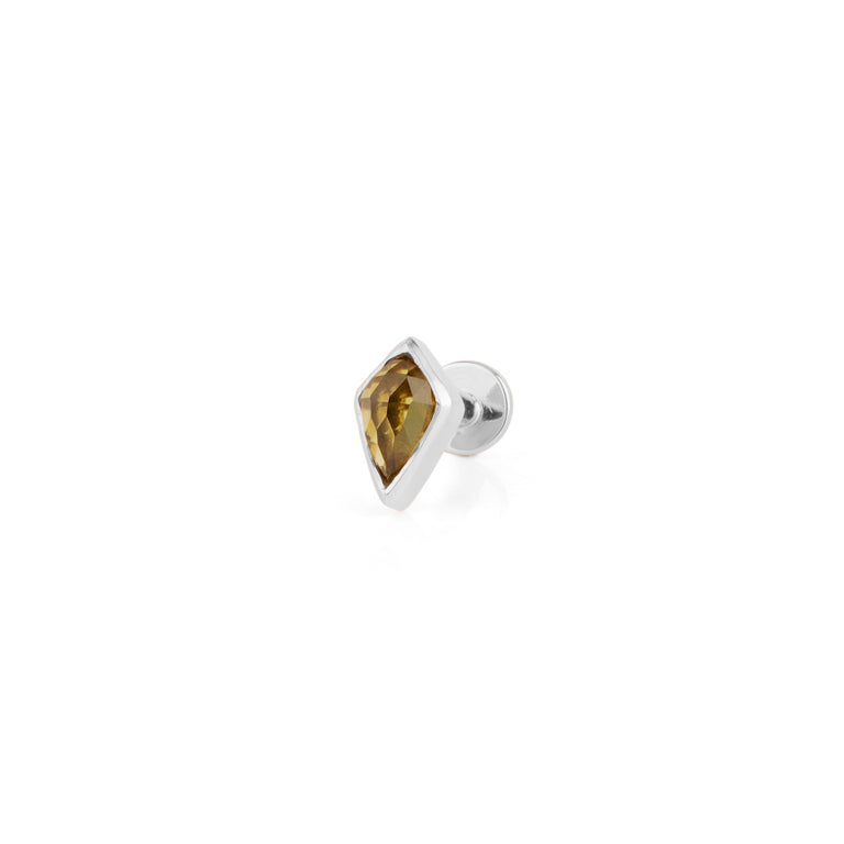 Piercing KITE  3X5 mm grünem TURMALIN  Drachenform Silber