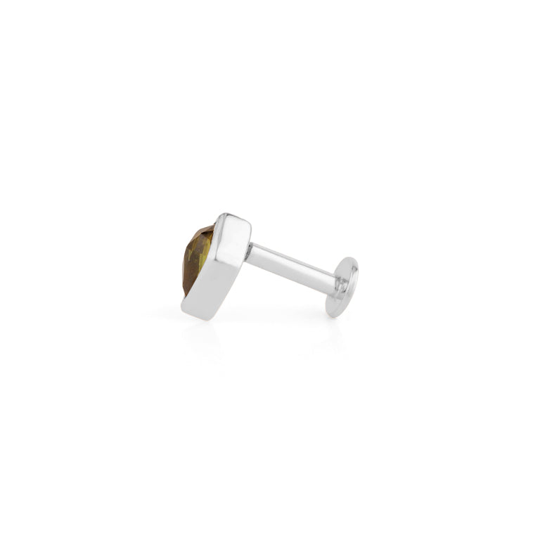 Piercing KITE  3X5 mm grünem TURMALIN  Drachenform Silber