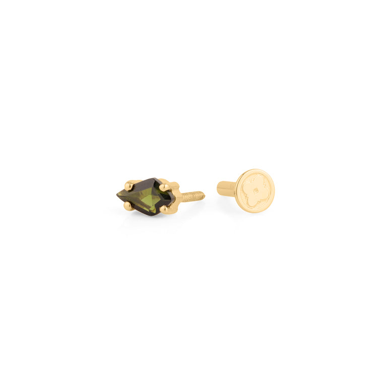 Piercing KITE Krapfenfassung  3X5 mm grünem TURMALIN Gold